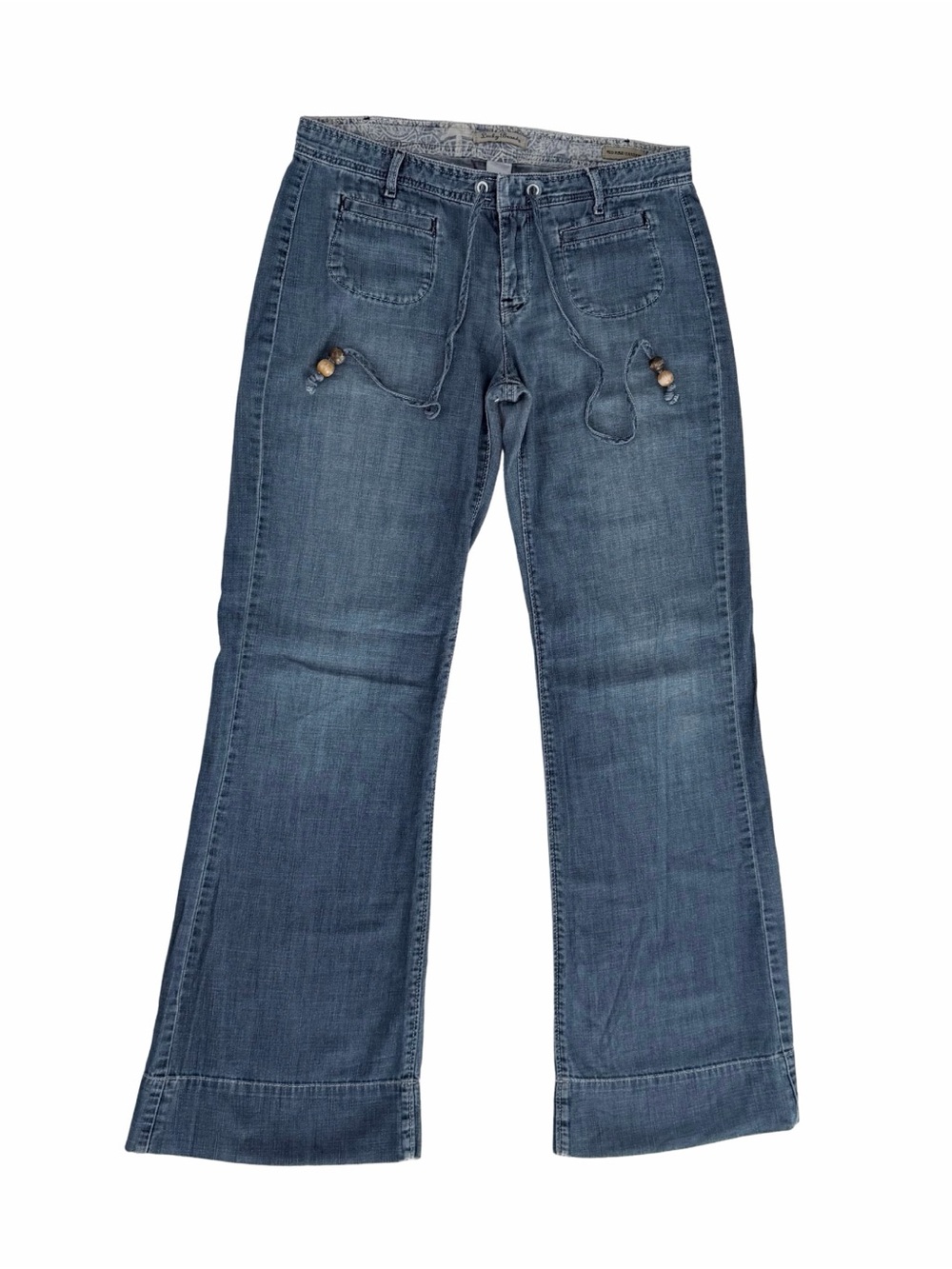 Rare Vintage 2009 Lucky Brand Jeans Low Rise Wide Leg Beaded 100% Cotton Sz 4/27